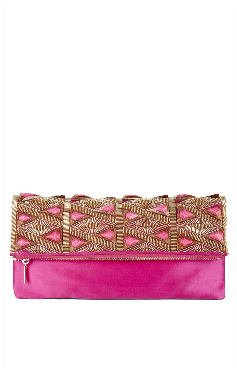 BCBG19 RHIANNA TRIANGLE STONE BEADED CLUTCH