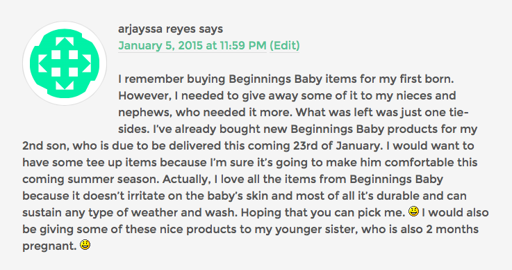 Beginnings Baby Giveaway Winner
