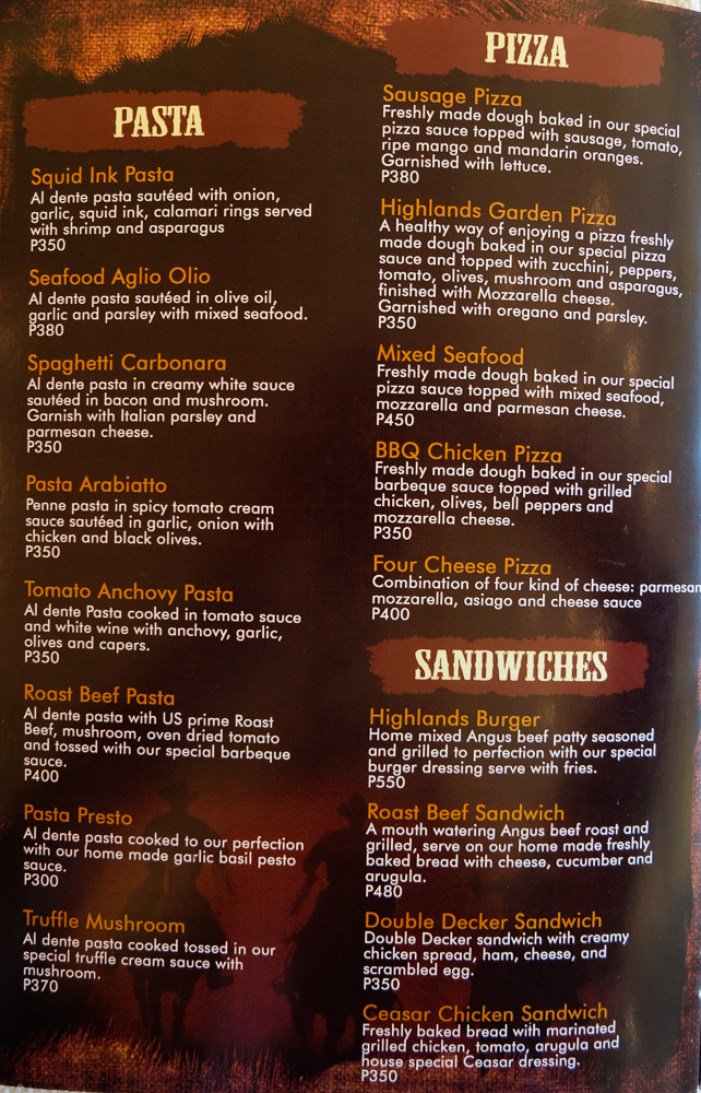 HighlandsPrimeSteakhouse_EstanciaMall_Menu_Pasta_Pizza_Sandwiches