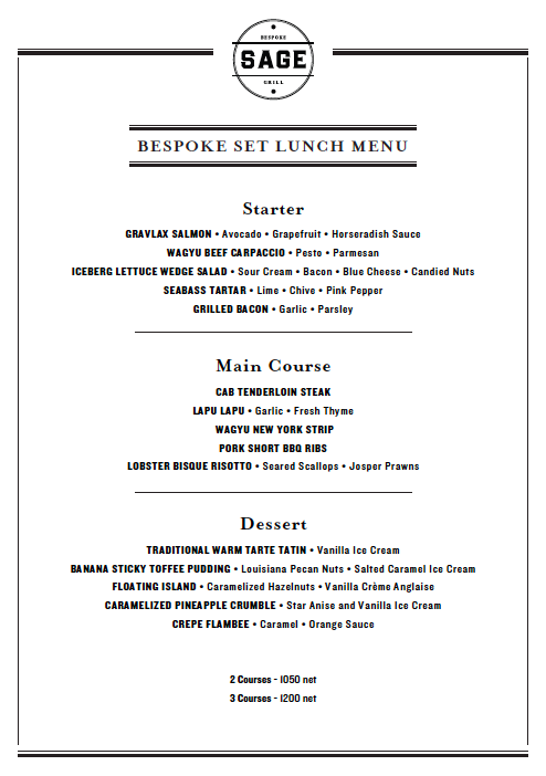 SageGrillSetMenu